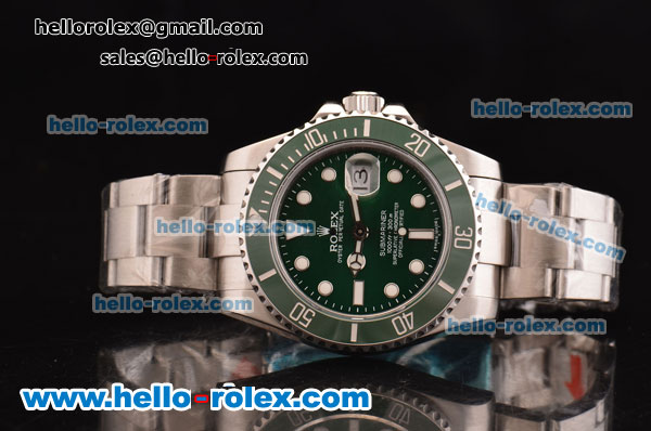 Rolex Submariner Swiss ETA 2836 Automatic Steel Case/Strap with Green Ceramic Bezel and Green Dial - Click Image to Close